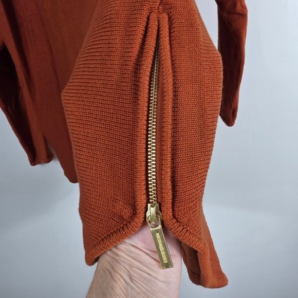 MICHAEL KORS Women Orange Ribbed Knit Long Sleeve Sweater Top Size L - Picture 4 of 6